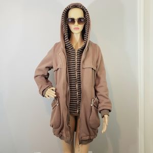 Fashion Faux Layer Long Parka Hooded coat